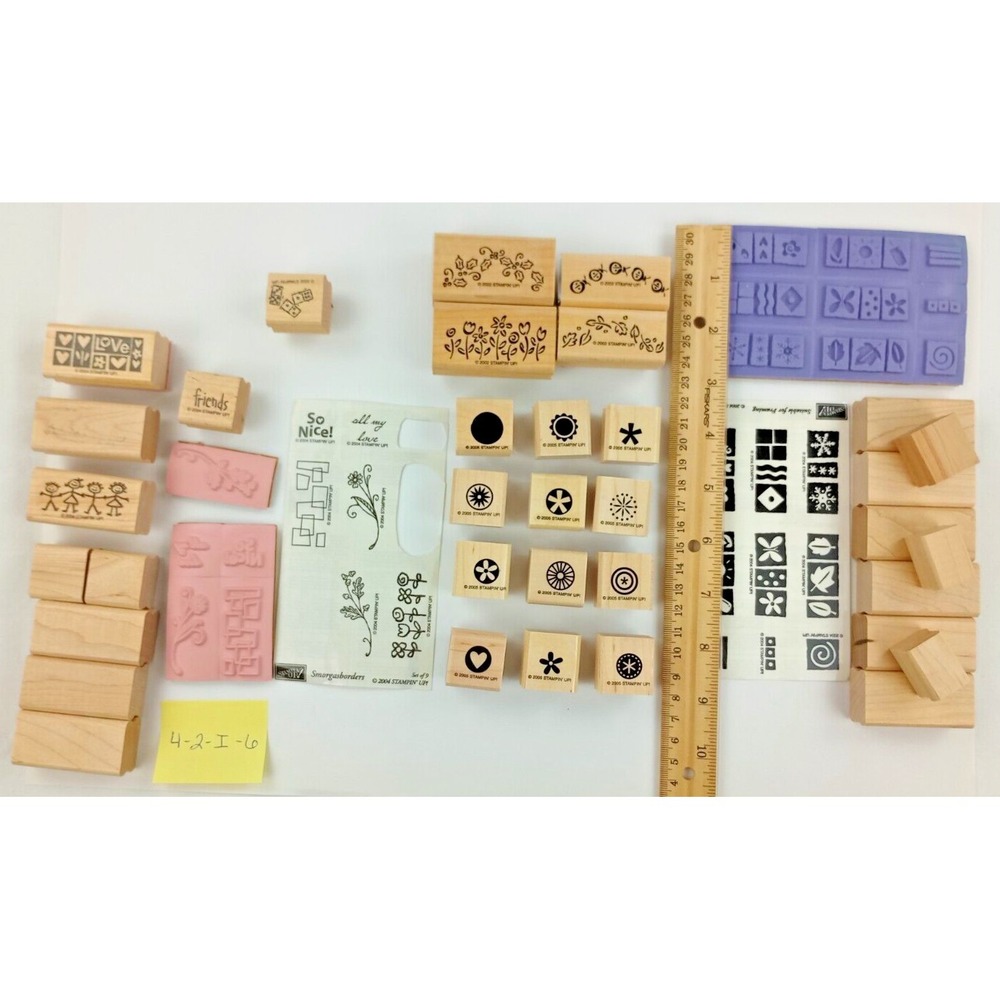 Lot of 35 Stamps Shapes Borders Frames Stampin' Up Wooden Rubber Scrapbooking